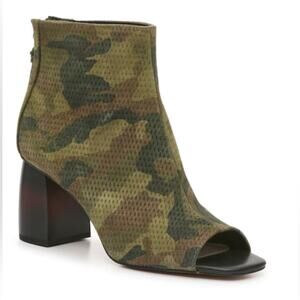 NEW Sanctuary Romp Open Toe Bootie Camo Multi Leather size 6.5 M‎ Suede